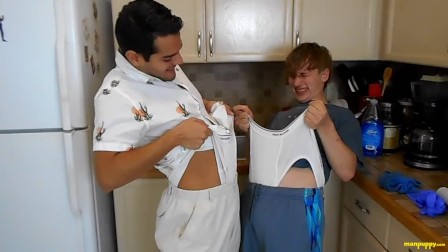 Two twinks give themselves wedgies in tighty whities