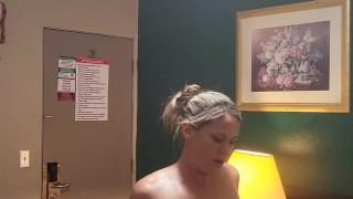 Sexy Blond MILF electric slides big oiled dick