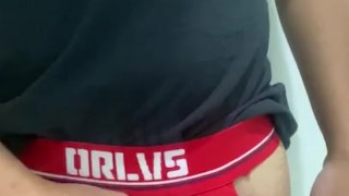 Hoy latin twink having fun with his new jock