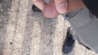 Cumming on an train station 