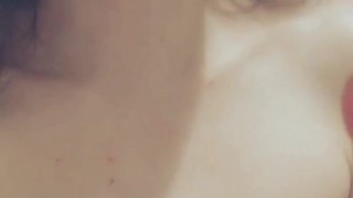 Teen whore with horny nipples sucks banana and condom