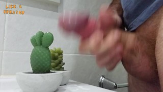 Handjob double cumshot on two wax cacta. Big loads, jeriking off with masturbation.