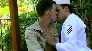 Twink sailor fucks with his army friend