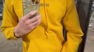 Cute Twink Boy Cums in Public Gym