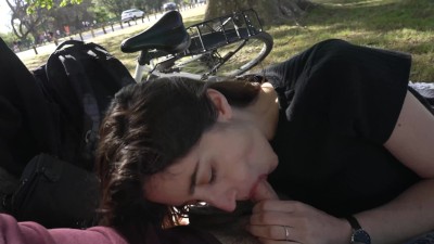 How does a day at the park end up with a public blowjob? - Cute teen swallows cum