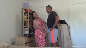 amateur BBW gets fucked by a big ebony cock in front of her husband