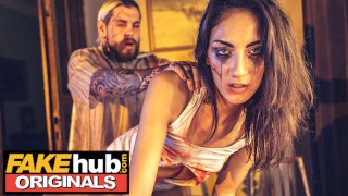Fakehub Originals - Horror movie actress gets her clothes ripped and wet pussy fucked - Halloween Special