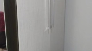 showing butt and stretching after training