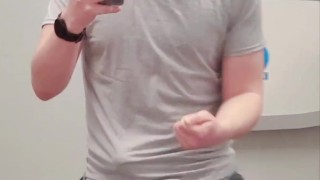Young self ball buster busts his nuts in public Walmart bathroom 