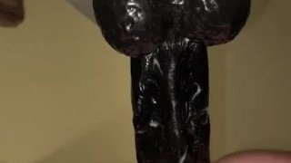 Twink using black dildo