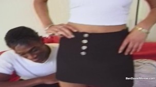 Tiny framed amateur takes a large ebony dick into her asshole from two guys