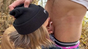 Quick public fuck where 2 men use my pussy while on a Fall hike / Double Creampie / Sloppy seconds