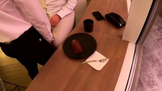 hot fuck waiter in a cafe