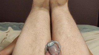 Locked sissy stretching hole