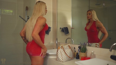 Muscle barbie walks into wrong house and gets fucked by owner