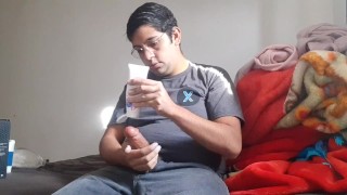 Masturbation on fake cock
