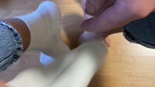 Taking off sneakers and socks, foot ASMR