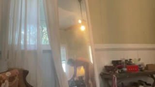 Male Solo Porn Masturbating in my Roommate’s Room in Front of Mirror
