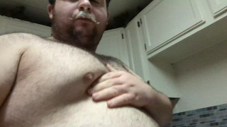 Fat hog chugging ice-cream