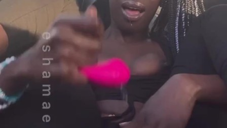 (full video) ebony teen drills squirting pussy in car