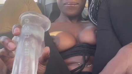 (full video) ebony teen drills squirting pussy in car