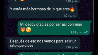 Conversación de WhatsApp con mi sugar daddy, terminamos follando duro en su casa🤑😈💦🔥
