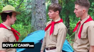 Scout Masters Greg McKeon & Colton McKeon Reward Boy With hardcore Threesome Outdoors - Boys At Camp