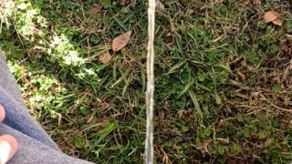 Backyard Pissing Sitting Down