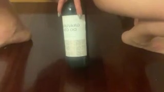 Fucking my dirty pussy with a bottle of wine