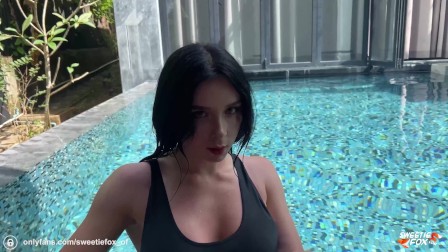 Amazing Minx in a Swimsuit Sucks in the Pool, Lustfully Fucks and Licks All the Cum (blowjob, Pussy)