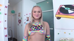 NYMPHO Sexy blonde Harley King gets fucked and swallows cum