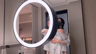 【NTR/イチャラブSEX】ホテル着いてすぐに洗面所でイかされて甘々セックス 人妻さん連続イキ　個人撮影 素人 寝取られ 乳首 女性向け 若妻 痴女 むっちり NTR おっぱい イク瞬間 パイパン H