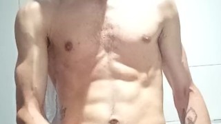 He came home from the office super horny and I start playing with my dick and ass in the bathroom