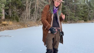 Jerking off on a frozen lake - 4k 60fps