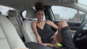 Ebony Slut Tastes Herself While Running Errands
