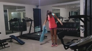 NO PANTIES gymnastics in Public Hotel GYM # Part 1 # In the end a stranger disturbed my exercising