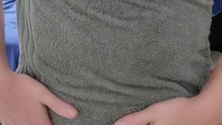 Having fun in my room after I had a bath