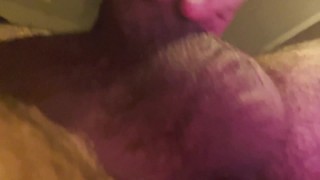 Watch my balls go up and down while I jerk off my uncut cock