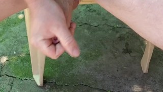 Friend recording me outside handsfree cumshot