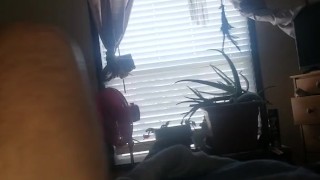 Daddy sprays cum with toy in ass