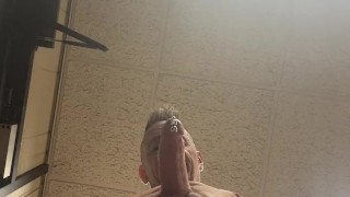 Upward view of me jacking off. Watch me cum on the camera! Leave comments below.