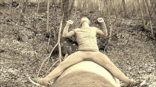 Spread Muscle Thighs on New Year's Eve 2022 Leg Fetish Porno alone in the dark Wood