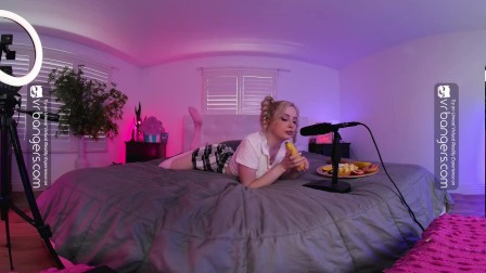 VR Bangers Blonde college babe Lexi Lore eating fruits ASMR VRPorn