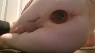 Making butt plug completely deep lost in gaping wet open ass