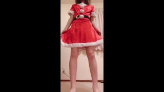 【日本人 個人撮影 素人】2022年クリスマス、サンタコスプレでクリトリス剥き出しドアップ立ちオナニー