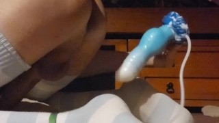 Femboy enjoys knotted dildo