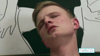 Young Blonde Twink Jacob Strokes His Rock Hard Meat Naked!