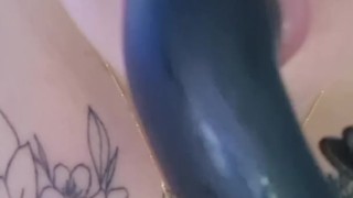 Sucking my toy with my cum on it