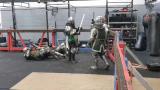 Group , squire gets by knight and fellow squrie