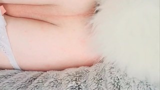 Femboy twink LOVES playing with his tail! CUM in panties